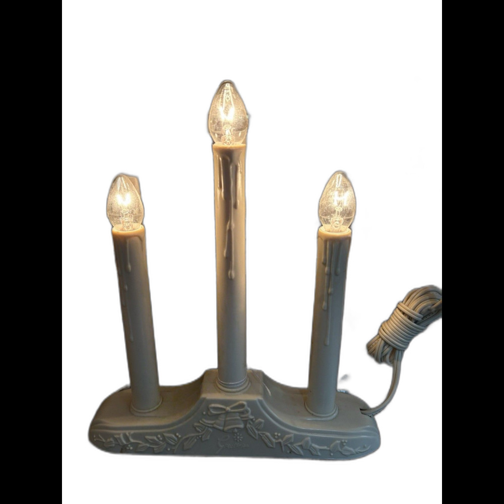 Vintage 3 light electric Christmas Candolier mid century plastic window candle